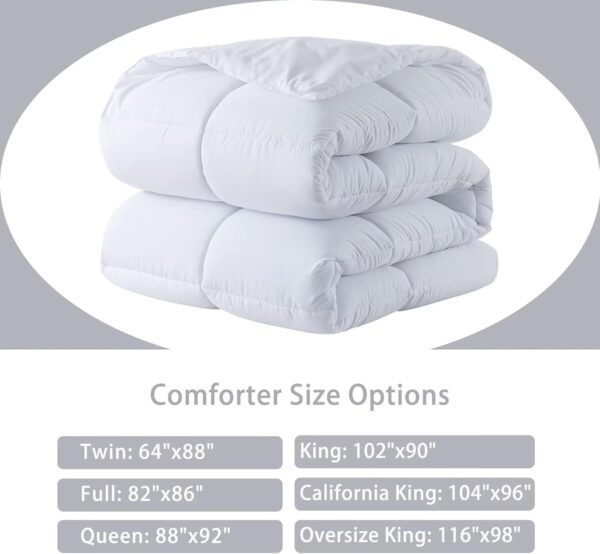 DOWNCOOL Comforters Queen Size, Duvet Insert, White All Season Duvet, Lightweight Quilt, Down Alternative Hotel Comforter with Corner Tabs (White, Queen 88x92 Inches) - Image 3