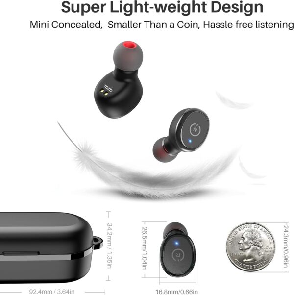 TOZO T10 Bluetooth 5.3 Wireless Earbuds with Wireless Charging Case IPX8 Waterproof Stereo Headphones in Ear Built in Mic Headset Premium Sound with Deep Bass for Sport Black - Image 10