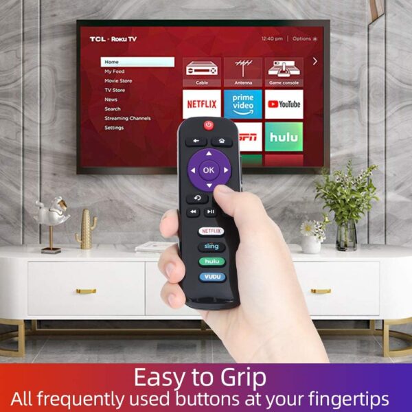 Gvirtue Universal Remote Control RC280 RC282 Replacement for TCL Roku TV Remote Control, for All TCL Roku Smart 4K UHD LED QLED TV with Netflix Sling Hulu Vudu Button - Image 4