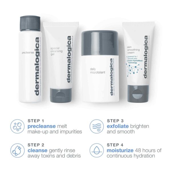 Dermalogica Discover Healthy Skin Kit - Includes: Precleanse, Face Wash, Face Exfoliator, & Moisturizer - Wash Away Impurities To Reveal Glowing Skin - Image 3