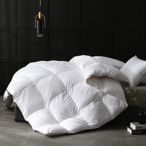 APSMILE Goose Feathers Down Comforter King Size Luxurious All Seasons Duvet Insert - Ultra-Soft 750 Fill-Power Hotel Collection Comforter, 54 Oz Fluffy Medium Warmth, (106x90, Solid White) - Image 2