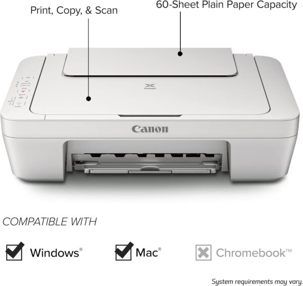 Canon PIXMA MG2522 All-in-One Color Inkjet Personal Printer, 3-in-1 Print, Scanner & Copier, Home Business Office, White + Accessories - Image 3