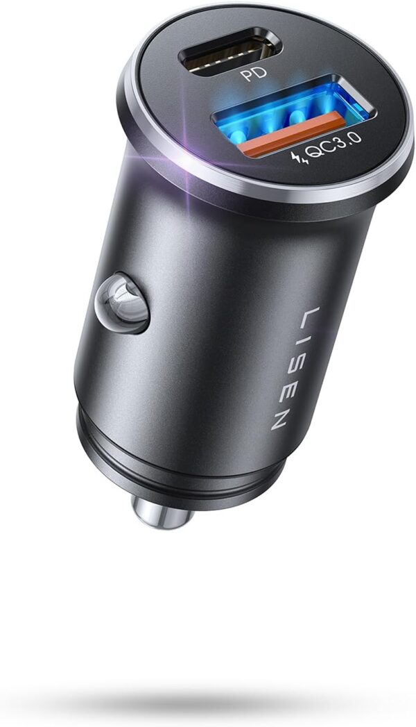 LISEN USB C Car Charger [54W] [Flush Fit] Cigarette Lighter Adapter USB Charger, 36W PD 3.0 2 Port Type C Car Adapter, iPhone Car Charger, for iPhone 15/14/13/12 Series, Samsung S23/S22/S21, iPad - Image 2