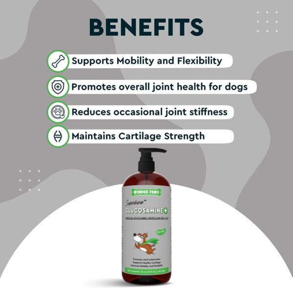 WONDER PAWS Premium Liquid Glucosamine for Dogs Strength Joint Support, Flexibility, Cartilage & Mobility - Hip and Joint Supplement with Chondroitin, MSM, Collagen & Hyaluronic Acid - All Ages(16 oz) - Image 5