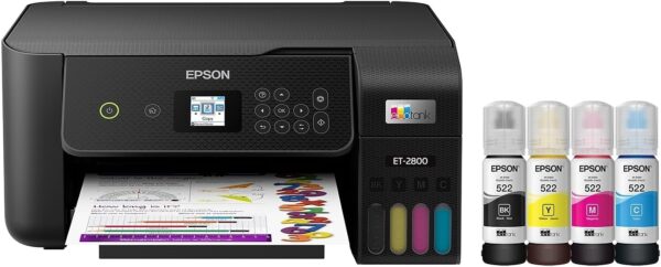 Epson EcoTank ET-2800 Wireless Color All-in-One Cartridge-Free Supertank Printer with Scan and Copy â€“ The Ideal Basic Home Printer - Black, Medium - Image 2