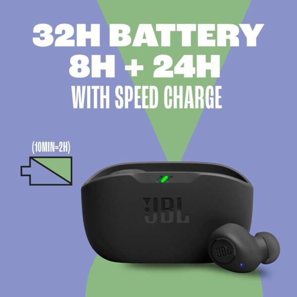 JBL Vibe Buds - True Wireless Earbuds, Smart Ambient, VoiceAware, Up to 32 total hours of battery life with speed charging, Water and dust resistant, JBL Deep Bass Sound (Black) - Image 7