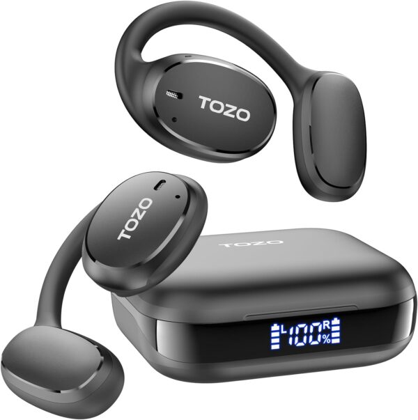 TOZO OpenEgo True Wireless Open Ear Headphone,5.3 Bluetooth Sport Earbuds with Earhooks for Long Time Playback with Digital Display, Dual Mic Clear Call Sweat-Proof for Running Workout - Image 2