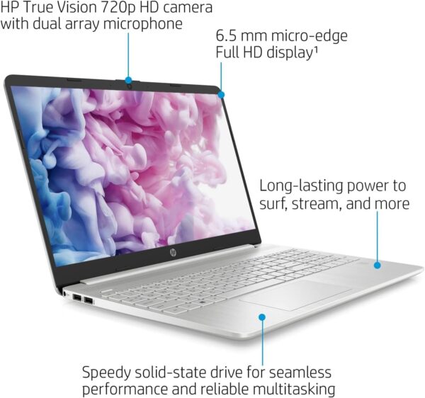 hp 15.6" 36GB RAM 1TB SSD Laptop, Windows 11 Pro, Intel Core i5-1135G7 4-Core Processor, FHD Micro-Edge Display, Long Battery Life, Front-Facing Camera, Media Card Reader, HDMI, USB-C, Wi-Fi, Silver - Image 5