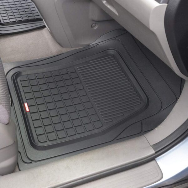 Motor Trend FlexTough Rubber Car Floor Mats with Cargo Trunk Liner, Trim to Fit Performance Plus Heavy Duty Liners for Auto SUV Truck Car Van, Thick, Odorless & All Weather Black - Image 6