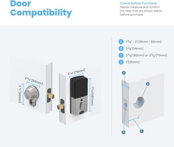 Lockly Flex Touch Smart Lock - Secure Keyless Entry with Fingerprint Recognition, Bluetooth Connectivity, and Smartphone Control - Enhanced Home Security Solution - Image 7