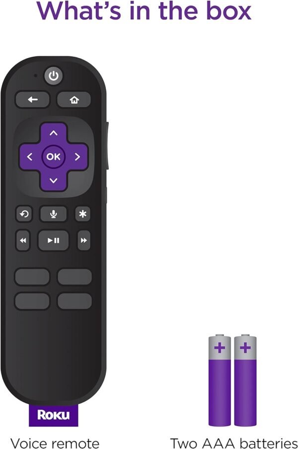 Roku Voice Remote | TV Remote Control with Voice Control, TV Controls, Simple Setup, & Pre-Set App Shortcuts - Replacement Remote Compatible with Roku TV, Roku Players, & Roku Audio - Image 6