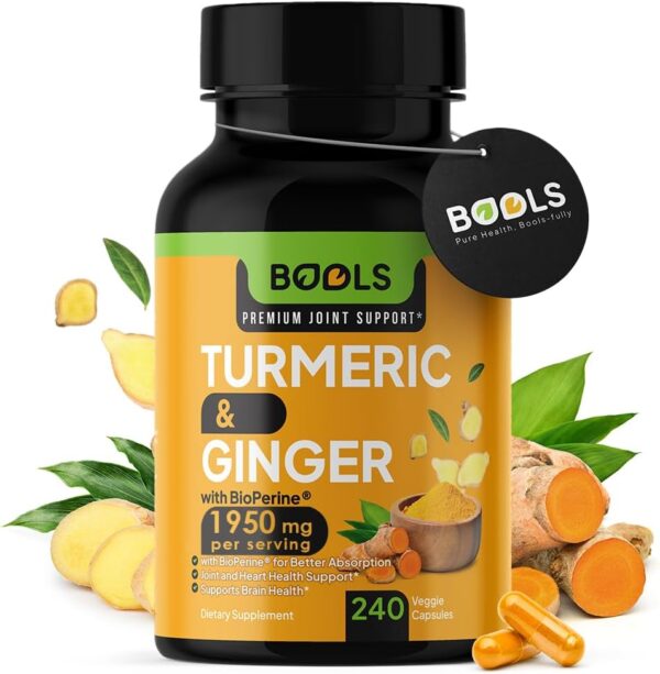 Turmeric Curcumin Supplement with BioPerine & Ginger, Turmeric Curcumin with Black Pepper 1950mg for Max Absorption Joint Support- Non-GMO Turmeric Supplement, Vegan, 240 Capsules - Image 2