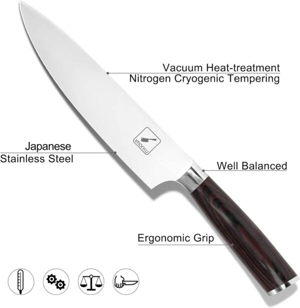 imarku Japanese Chef Knife - Sharp Kitchen Knife 8 Inch Chef's Knives HC Steel Paring Knife, Unique Gifts for Men and Women, Gifts for Mom or Dad, Kitchen Gadgets with Premium Gift Box - Image 3