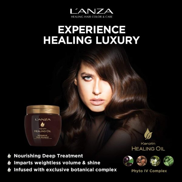 L'ANZA Keratin Healing Oil Intensive Hair Masque for Damaged Hair, Nourishes, Repairs, and Boosts Hair Shine and Strength for a Silky Look, Sulfate-free, Paraben-free, Gluten-free (7.1 Fl Oz) - Image 5