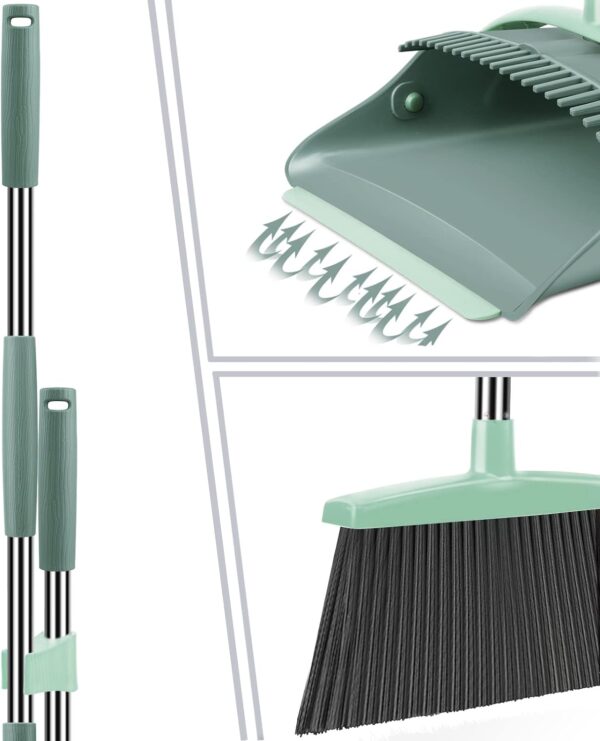 Broom and Dustpan Set, Broom Dust pan, Dustpan with Long Handle, Broom with Dustpan, Broom and Dustpan Set for Home, Dustpan Comb, Broom with Dustpan Combo Set(Jade Green) - Image 4