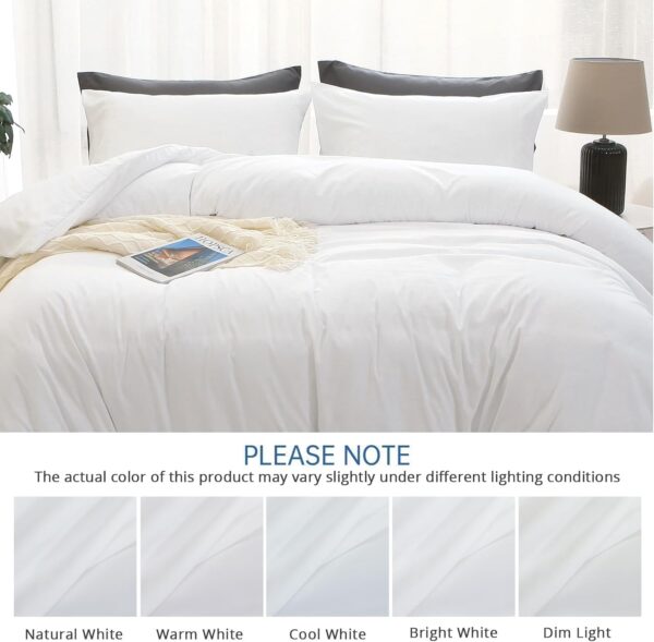 White Duvet Cover Queen Size, Soft Double Brushed Duvet Covers Set 3 Pieces, Warm Comforter Cover with Zipper Closure and 2 Pillow Cases (90"×90") - Image 9