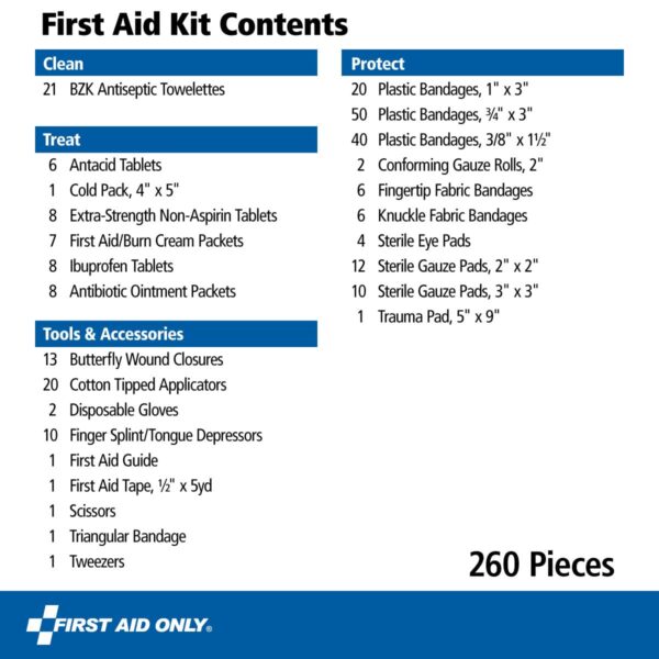 First Aid Only 91248 OSHA-Compliant All-Purpose 50-Person Emergency First Aid Kit for Home, Work, and Travel, 260 Pieces - Image 3