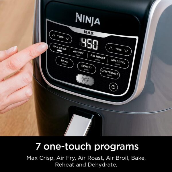 Ninja AF161 Max XL Air Fryer that Cooks, Crisps, Roasts, Bakes, Reheats and Dehydrates, with 5.5 Quart Capacity, and a High Gloss Finish, Grey - Image 4