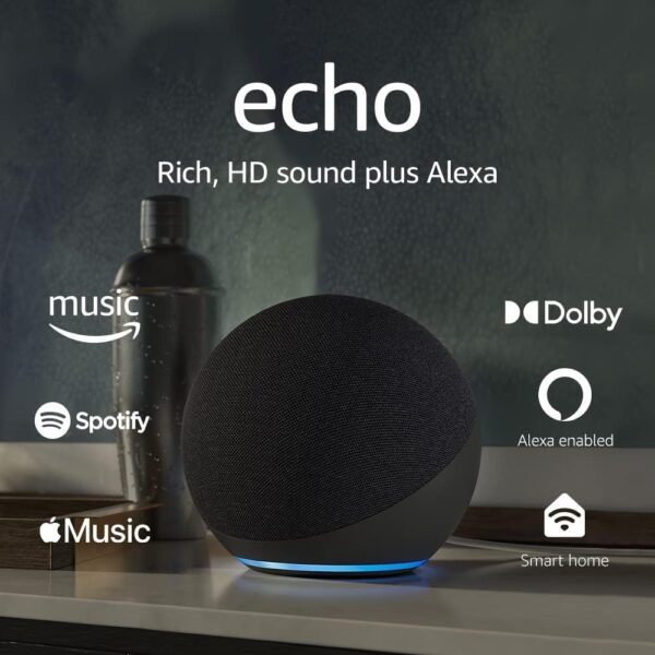 Echo (4th Gen) | With premium sound, smart home hub, and Alexa | Charcoal - Image 2