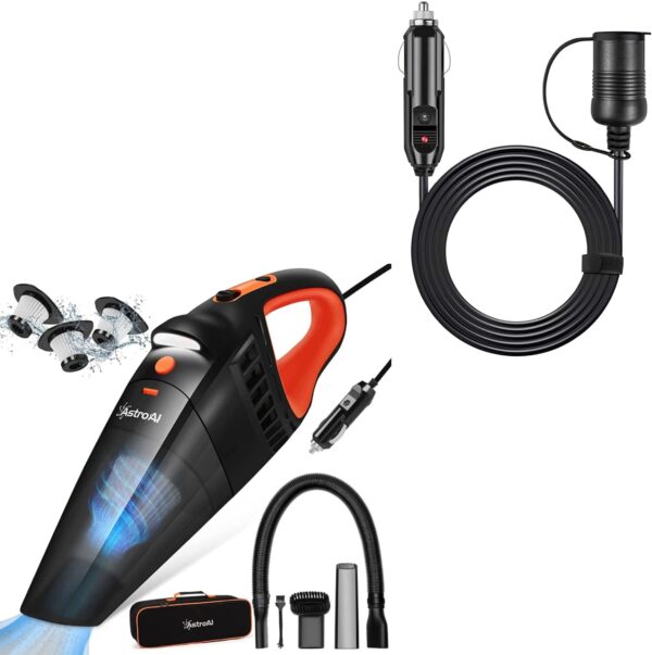 AstroAI Car Vacuum, Portable Vacuum Cleaner (Orange) 12Ft/12V Cigarette Lighter Extension Cord - Image 2