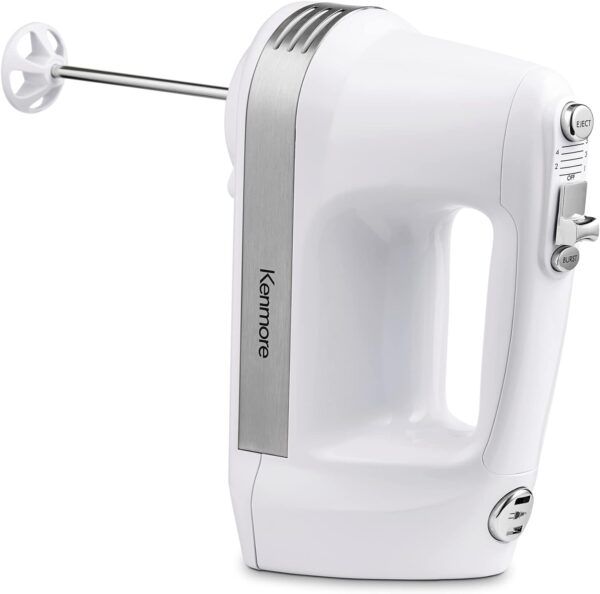 Kenmore 5-Speed Electric Hand Mixer/Blender, 250 Watts, with Beaters, Dough Hooks, Liquid Blending Rod, Automatic Cord Retract, Burst Control, and Clip-On Accessory Storage - Image 12