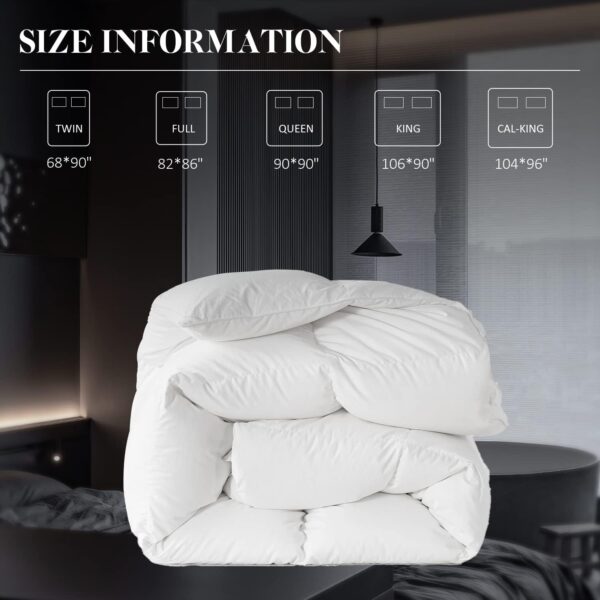 WhatsBedding Feather Comforter King Size, Filled with Feather and Down, All Season White Luxury Bed Comforter,Ultra Soft 100% Cotton Duvet Insert,106"x90" - Image 8