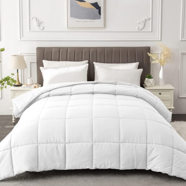 MATBEBY Queen Size Comforter Duvet Insert - All Season White Quilted Down Alternative Bedding Comforter with Corner Tabs - Winter Summer Fluffy Soft - Machine Washable - Image 2