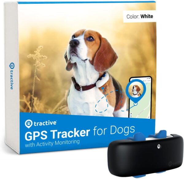 Tractive GPS Tracker & Health Monitoring for Dogs - Market Leading Pet GPS Location Tracker, Wellness & Escape Alerts, Waterproof, Works with Any Collar (White with Black Cover) - Image 2