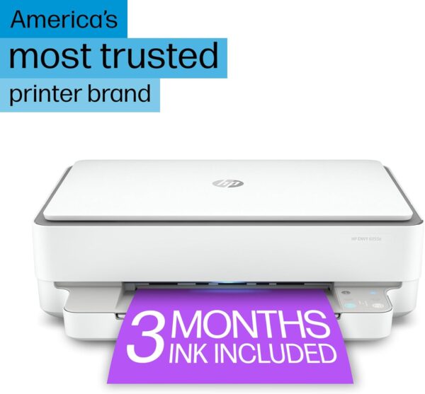 HP ENVY 6055e Wireless Color Inkjet Printer, Print, scan, copy, Easy setup, Mobile printing, Best-for-home, Instant Ink with HP+ (3 months included),white - Image 4