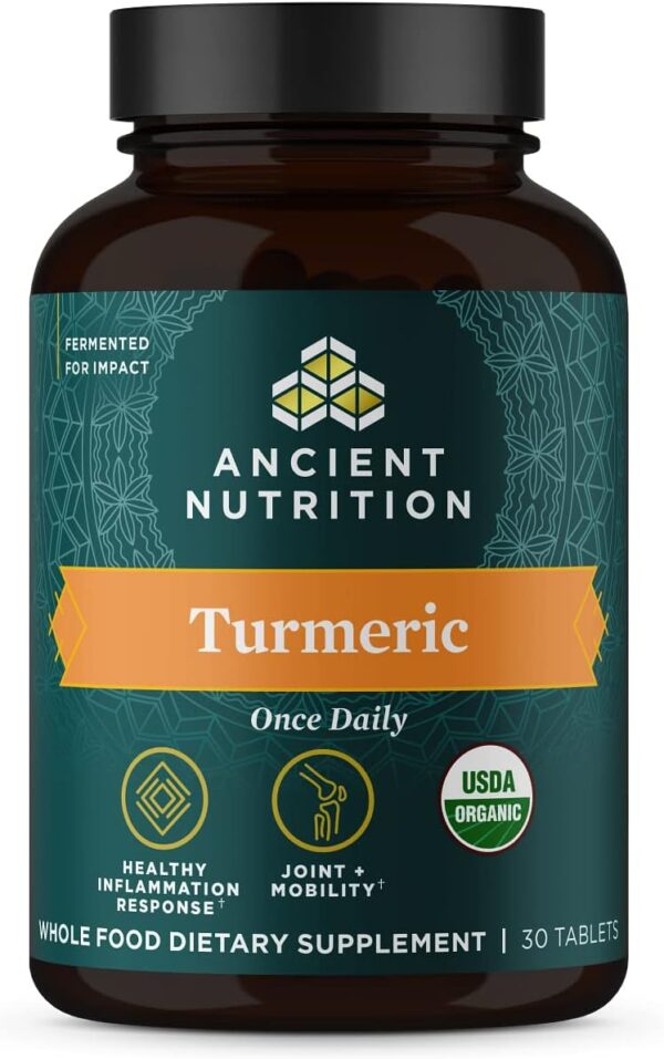 Ancient Nutrition Turmeric Capsules, Once Daily, Use as a Joint Supplement and Supports Inflammation, Gluten Free, Paleo and Keto Friendly, 30 Tablets - Image 2