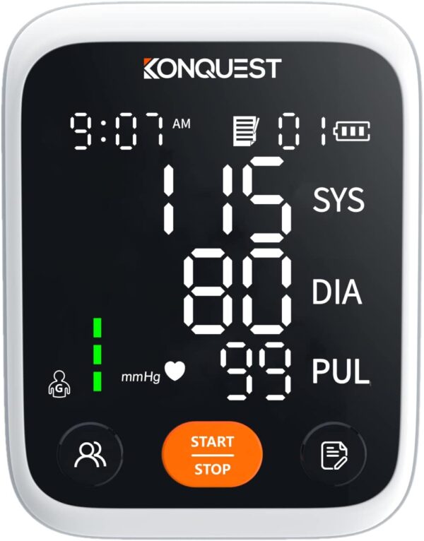 Konquest KBP-7173A Premium Automatic Upper Arm Blood Pressure Monitor with Adjustable Cuff and Large LED Display - 2 Users - Irregular Hearbeat Detector - Tensiometro - Image 10