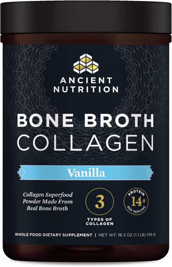 Ancient Nutrition Collagen Powder, Bone Broth Collagen, Vanilla, Hydrolyzed Multi Collagen Peptides, Supports Skin and Nails, Joint Supplement, 30 Servings, 18.3oz - Image 2