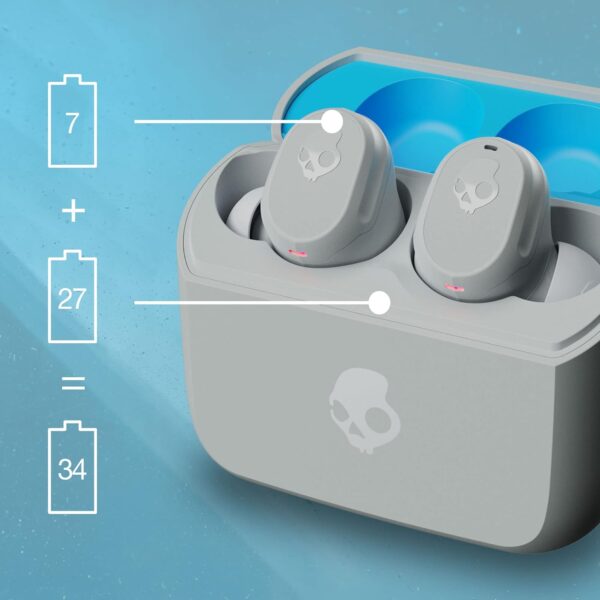 Skullcandy Mod In-Ear Wireless Earbuds, 34 Hr Battery, Microphone, Works with iPhone Android and Bluetooth Devices - Grey/Blue - Image 5