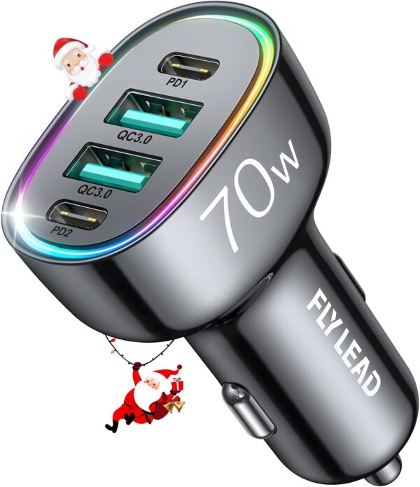 70W 4 Port Super Fast USB C Car Charger Adapter - A Must for Family Travel - Image 10