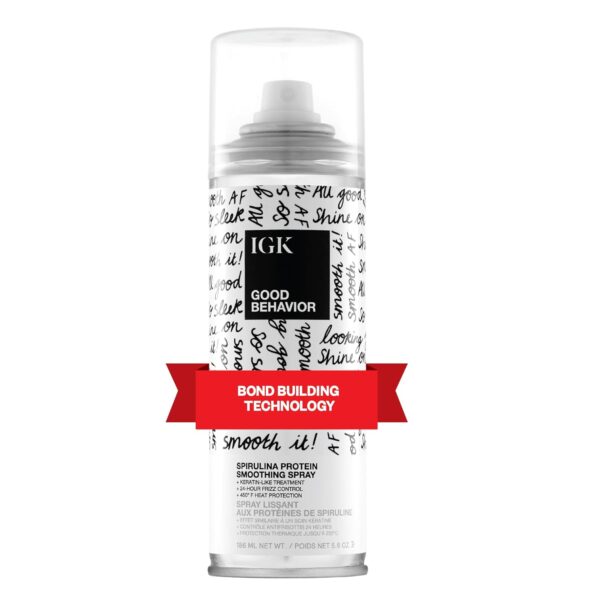 IGK GOOD BEHAVIOR Spirulina Protein Smoothing Spray | Keratin Like Treatment + Frizz Control + Heat Protectant | Vegan + Cruelty Free | - Image 2