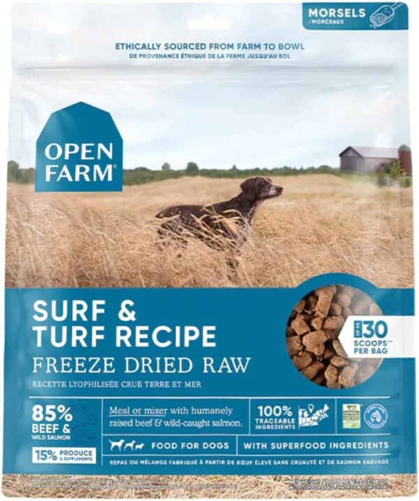 Open Farm Freeze Dried Raw Dog Food, Humanely Raised Meat Recipe with Non-GMO Superfoods and No Artificial Flavors or Preservatives, Surf & Turf Recipe Freeze Dried - 22oz - Image 2