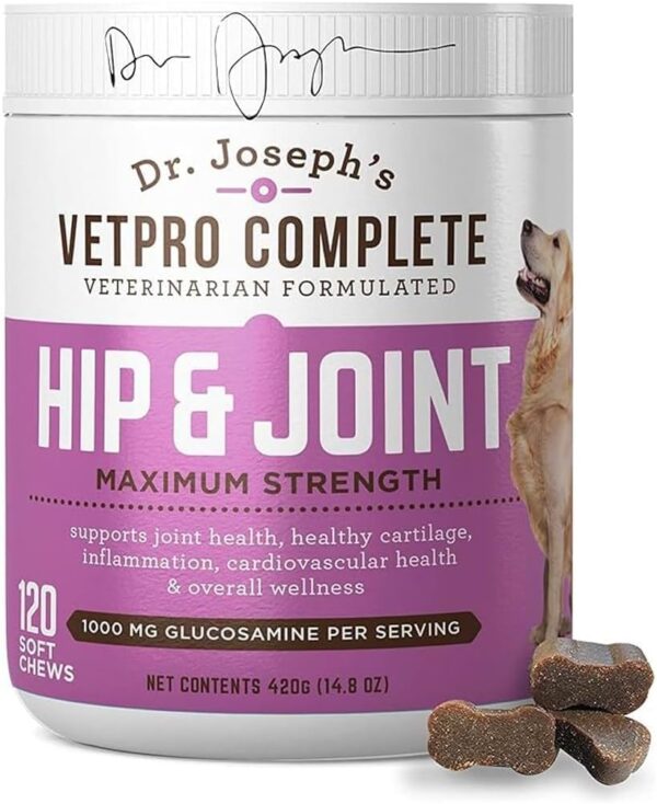 VetPro Dog Hip and Joint Supplement - Pain and Inflammation Relief Chews with Glucosamine, Chondroitin, MSM, Turmeric, Vitamin C, Omega 3 - Treats Hip Dysplasia, Arthritis - Dogs Chewable Supplements - Image 2