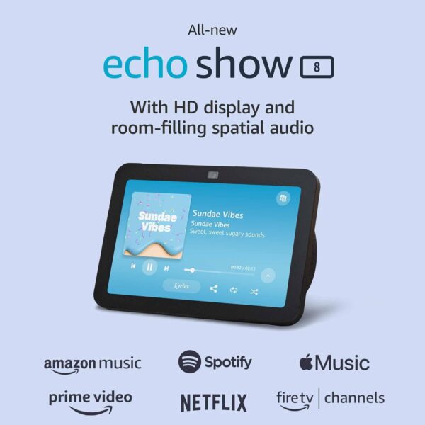 All-new Echo Show 8 (3rd Gen, 2023 release) | With Spatial Audio, Smart Home Hub, and Alexa | Charcoal - Image 2