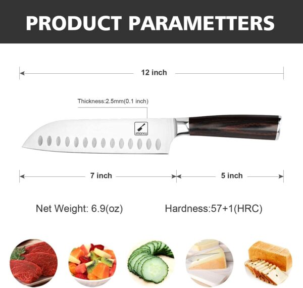 imarku Chef Knife 7 Inch Kitchen Knife Ultra Sharp Santoku Knife - 7Cr17Mov Japanese Chefs Knife, Kitchen Gadgets 2024, Birthday Gifts for Women Him Her, Mens Gifts for Dad with High-End Gift Box - Image 6