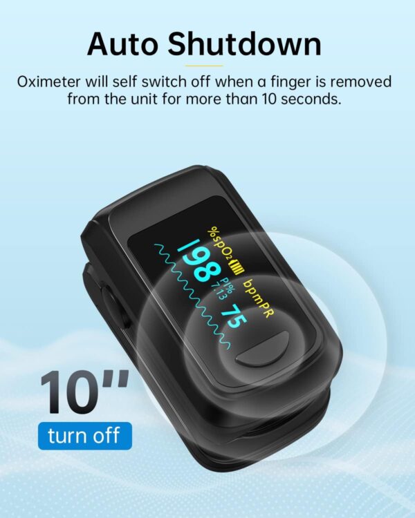 Fingertip Pulse Oximeter Blood Oxygen Monitor Pulse Ox, Heart Rate and Fast Spo2 Reading Oxygen Meter with OLED Screen Included Batteries and Lanyard - Image 8