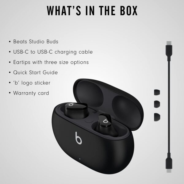 Beats Studio Buds - True Wireless Noise Cancelling Earbuds - Compatible with Apple & Android, Built-in Microphone, IPX4 Rating, Sweat Resistant Earphones, Class 1 Bluetooth Headphones - Black - Image 7