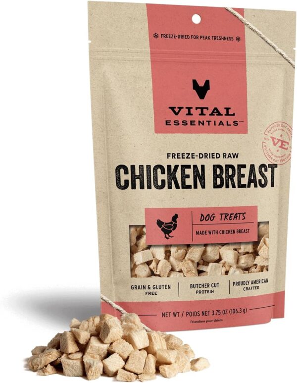 Vital Essentials Freeze Dried Raw Single Ingredient Dog Treats, Chicken Breast, 3.75 oz - Image 2