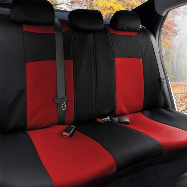 BDK PolyPro Red Car Seat Covers Full Set with 4-Piece Car Floor Mats - Two-Tone Seat Covers for Cars with Carpet, Interior Covers for Auto Truck Van SUV - Image 4