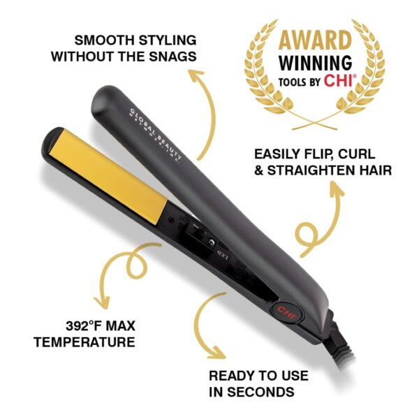 CHI Original Ceramic Flat Iron, Flat Iron For A Smooth Finish, Ceramic Floating Plates, Quick Heat Up, Analog On/Off Switch, 1" Iron Black - Image 3