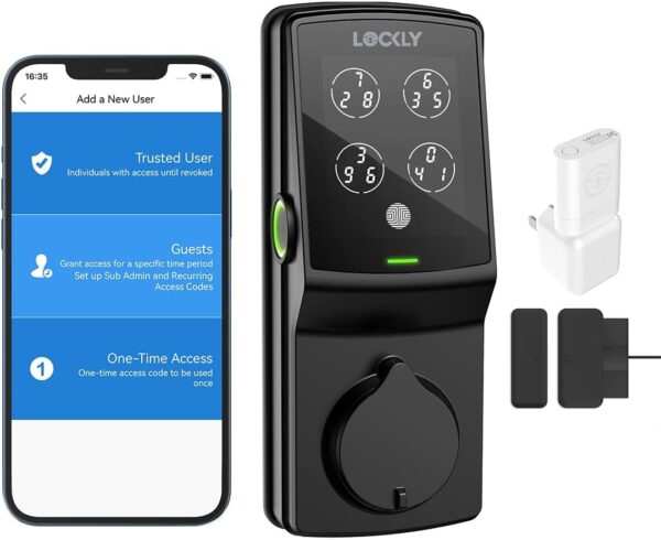 Lockly Secure Pro, Wi-Fi Smart Lock, PIN Genie® Keypad, 3D Biometric Fingerprint Sensor, Auto Lock Deadbolt (Matte Black, a Special Edition for Special Door Frame and Thick Fingers) - Image 2