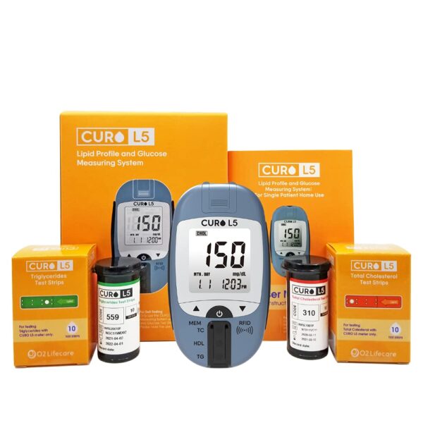 CUROfit Quick Home Blood Total Cholesterol and Triglycerides Test Kit - CURO L5 Digital Meter - Easy Use, Accurate Results, Comprehensive Health Tracking, Portable Design, and All-Inclusive Kit - Image 2