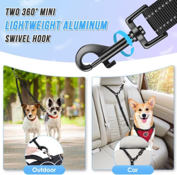 AUTOWT Double Dog Leash, No Tangle 360°Swivel Rotation Reflective Lead Attachment Adjustable Length Dual Two Dogs Lead Splitter, Comfortable Shock Absorbing Walking Training for 2 Dogs - Image 6