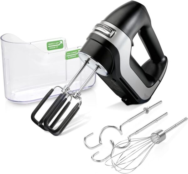 Hamilton Beach Professional 7-Speed Digital Electric Hand Mixer with High-Performance DC Motor, Slow Start, Snap-On Storage Case, SoftScrape Beaters, Whisk, Dough Hooks, Matte Black (62655) - Image 2