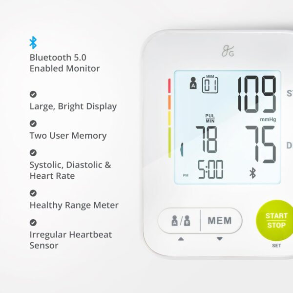 Greater Goods Bluetooth Blood Pressure Monitor for Home Use, Upper Arm BP Monitor with Balance Health App - Image 4