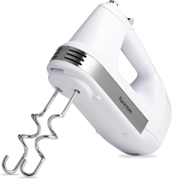 Kenmore 5-Speed Electric Hand Mixer/Blender, 250 Watts, with Beaters, Dough Hooks, Liquid Blending Rod, Automatic Cord Retract, Burst Control, and Clip-On Accessory Storage - Image 10